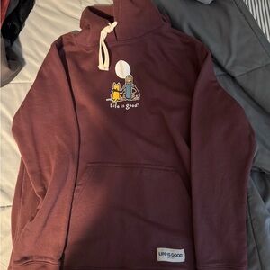 Life Is Good Burgundy Hoodie with Graphic